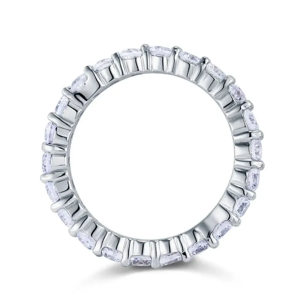 Sterling Silver CZ Eternity Ring Womens Vintage 5mm Sparkle Jewelry New 6